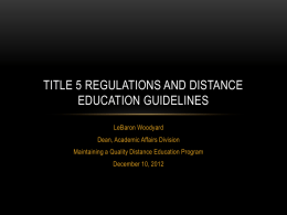 Title 5 Regulations and Distance Education Guidelines