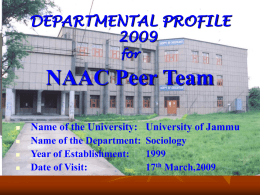 DEPARTMENTAL PROFILE - University of Jammu