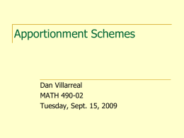 Apportionment Schemes - William & Mary Mathematics