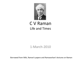 C V Raman Life and Work