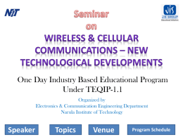 Seminar on Wireless & Cellular Communications – New