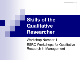Skills of the Qualitative Research