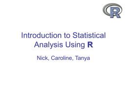 Introduction to Statistical Analysis Using R