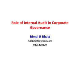 Relevance of Internal Audit in Coprorate governance