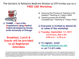 The Geriatric & Palliative Medicine Division at UTH