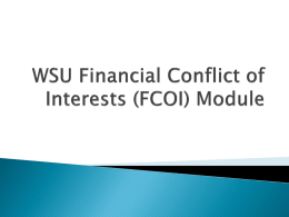 WSU Financial Conflict of Interest (FCOI) Training