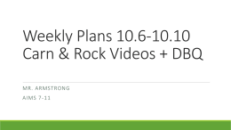 Weekly Plans 10.6-10.10 Carn & Rock Videos + DBQ