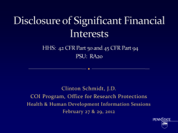 NIH Policy Changes for Financial Conflict of Interest