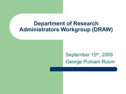 Department of Research Administrators Workgroup (DRAW)