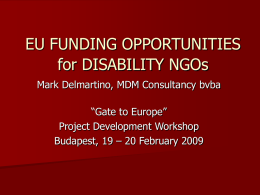 EU FUNDING OPPORTUNITIES for DISABILITY NGOs