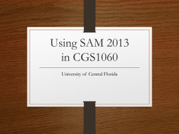 Using SAM 2013 in CGS1060 - Department of EECS