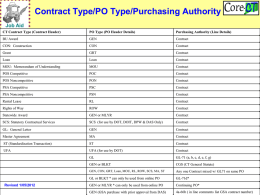 Contract Type/PO Type/Purchasing Authority