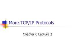 More TCP/IP Protocols - York Technical College