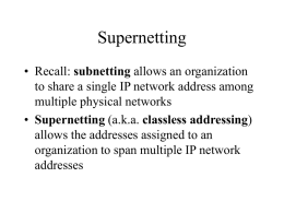 IP Address Extensions: Subnets and Supernets