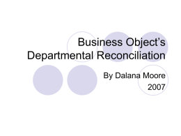 Business Object’s Departmental Reconciliation