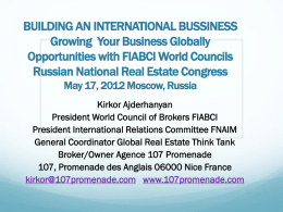 Proposal for Networking & Marketing Programs at FIABCI Events