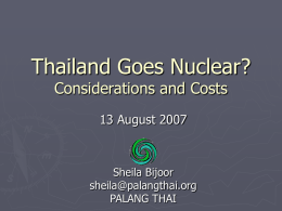Thailand Goes Nuclear? Considerations and Costs