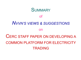 SUMMARY of NVVN’S VIEWS AND SUGGESTIONS on CERC …
