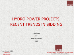 HYDRO POWER PROJECTS: TRENDS IN BIDDINGS