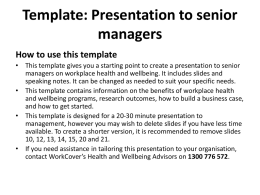 Presentation to senior managers  | 21 Pages