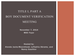 Title I, part A BOY Document Verification Meeting