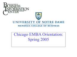 MBA Orientation - University of Notre Dame