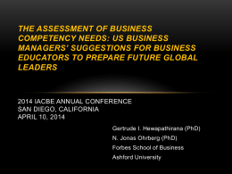 An Assessment of Business Competency Needs: US Business