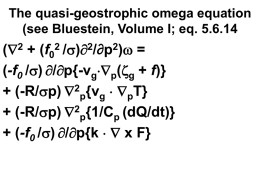 The quasi-geostrophic omega equation (see Bluestein