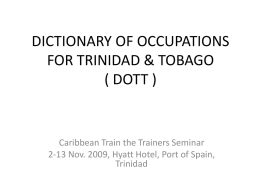 DICTIONARY OF OCCUPATIONS FOR TRINIDAD & TOBAGO ( …