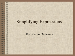 Simplifying Expressions - Tidewater Community College
