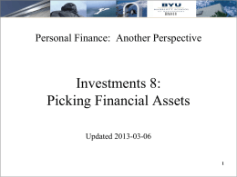Picking Financial Assets - Brigham Young University