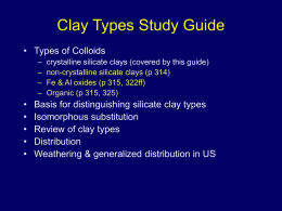 Clay Types Study Guide - University of Colorado Boulder