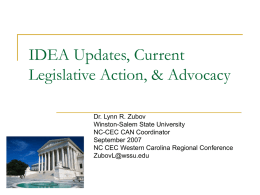 IDEA Updates, Current Legislative Action, & Advocacy