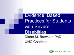 Evidence Based Practices for Students with Severe Disabilties