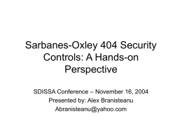 Sarbanes Oxley – Security Controls: A Hands