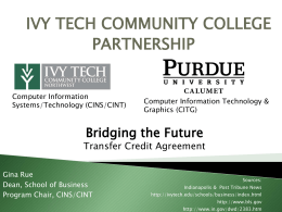 SCHOOL OF BUSINESS - Ivy Tech Community College of Indiana