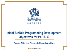 Initial BizTalk Programming Development Objectives for PeDALS
