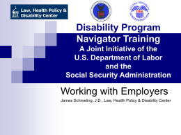 Disability Program Navigator Training A Joint Initiative