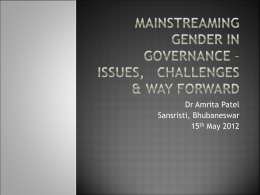Mainstreaming Gender in Governance – Issues, Challenges