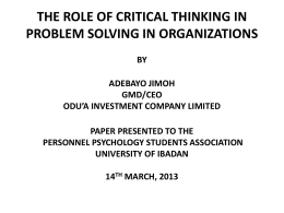 THE ROLE OF CRITICAL THINKING IN PROBLEM SOLVING IN