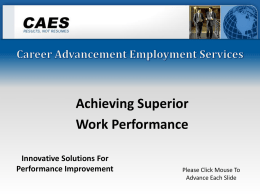 Human Performance - CAES-Career Advancement Employment