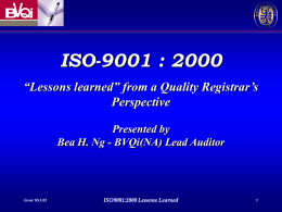 ISO 9000:2000 Auditor Update Training