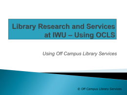Library Research and Services at IWU