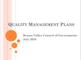 Quality Management - Brazos Valley Council of Governments