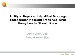 Ability to Repay and Qualified Mortgage Rules Under the