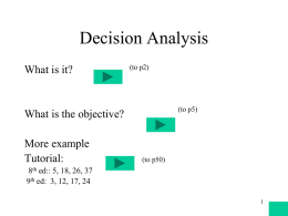 Chapter 12 - Decision Analysis Chapter Topics