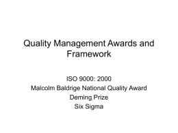 Quality Management Awards and Framework