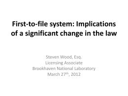 First to Invent (FI) vs. First to File (FF)