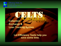 CELTS - Efficiency Tools, Inc., bank software, municipal