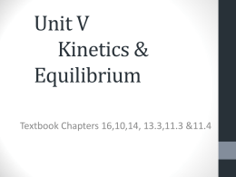 Unit V Kinetics & Equilibrium
